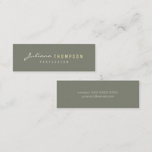 Tarjeta De Presentación Warm Eucalyptus Green Minimalist (Anverso / Reverso)