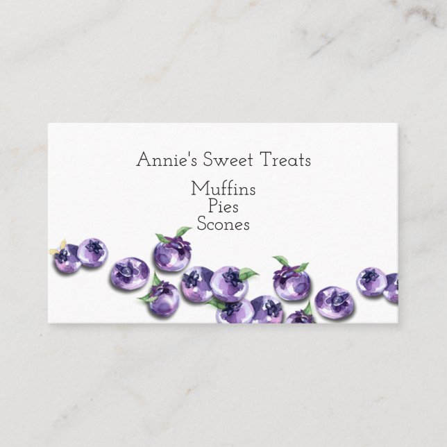 Tarjeta de presentación Watercolor Blueberry (Anverso)