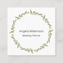 Tarjeta de presentación Watercolor Green Wreath Sq