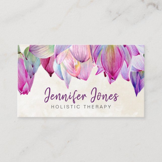 Tarjeta de presentación Watercolor Lotus Flowers (Anverso)