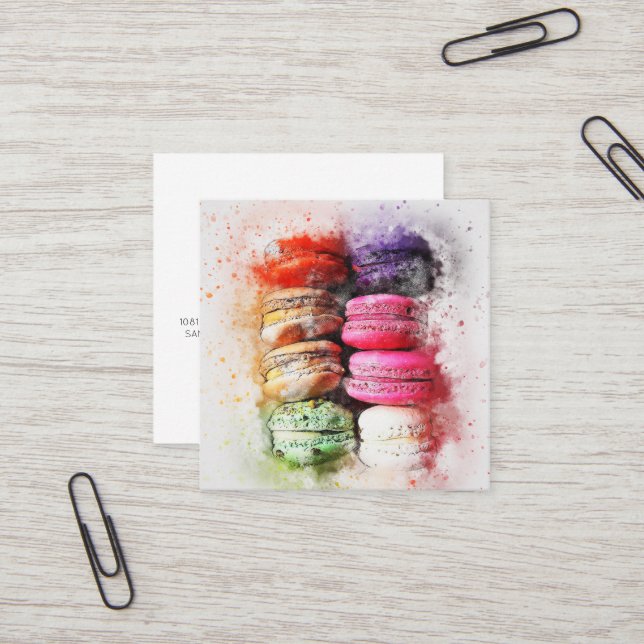 Tarjeta de presentación Watercolor Macaron Cookie (Anverso/Reverso In Situ)