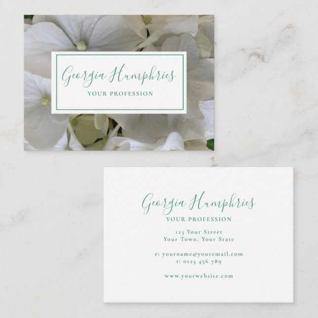 Tarjeta De Presentación White Floral Classic Business Card (Anverso / Reverso)