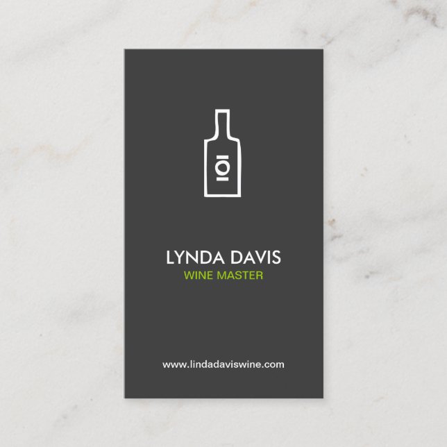 Tarjeta de presentación WINE BOTTLE LOGO (DK GRAY) (Anverso)