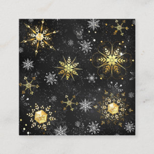 Tarjeta De Presentación Xmas copos de nieve dorados sobre fondo negro
