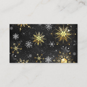 Tarjeta De Presentación Xmas copos de nieve dorados sobre fondo negro