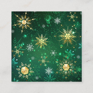 Tarjeta De Presentación Xmas copos de nieve dorados sobre fondo verde