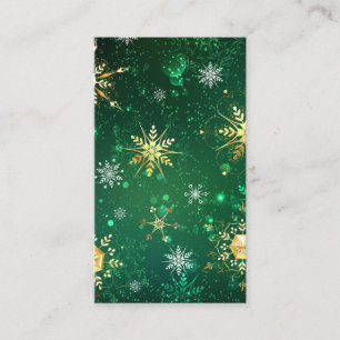 Tarjeta De Presentación Xmas copos de nieve dorados sobre fondo verde