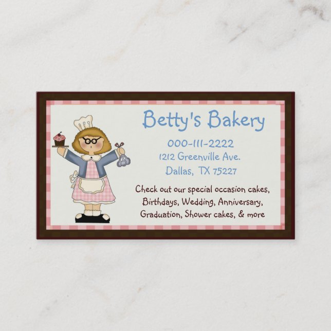 Tarjeta de presentación y cupón para panadería cap (Anverso)