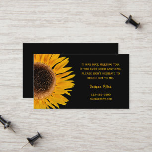 Tarjeta De Presentación Yellow Sunflower Black Background Country Rustic