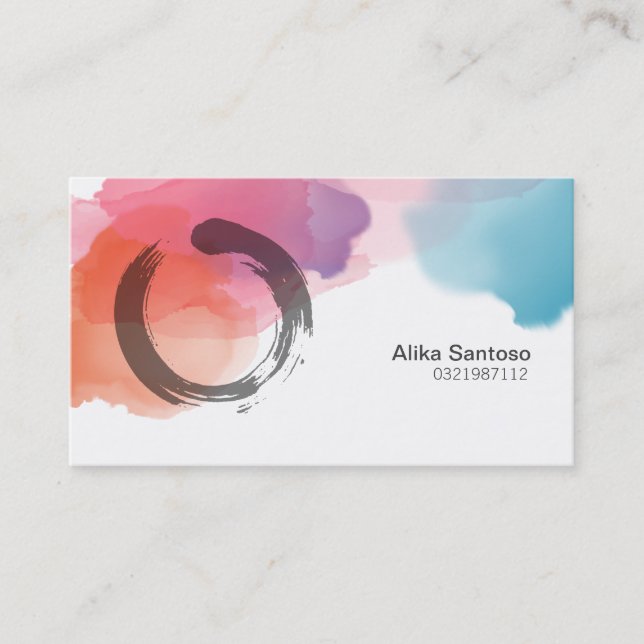 Tarjeta de presentación Zen Enso Watercolor (Anverso)