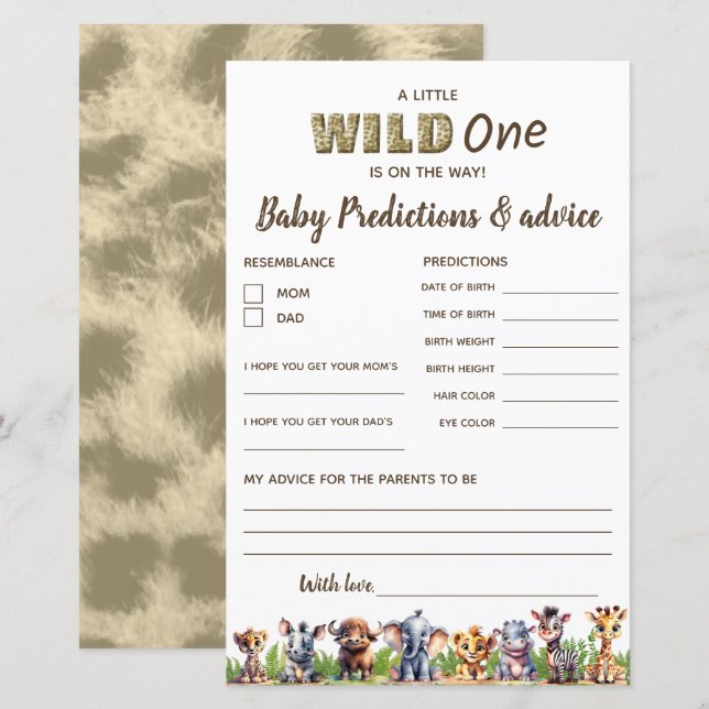 Tarjeta de presupuesto Baby Shower de predicciones (Anverso / Reverso)