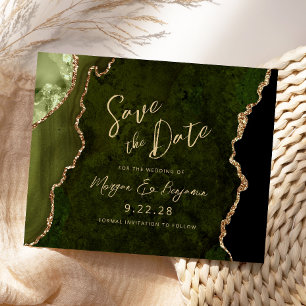 Tarjeta de presupuesto de boda de ágata verde oliv