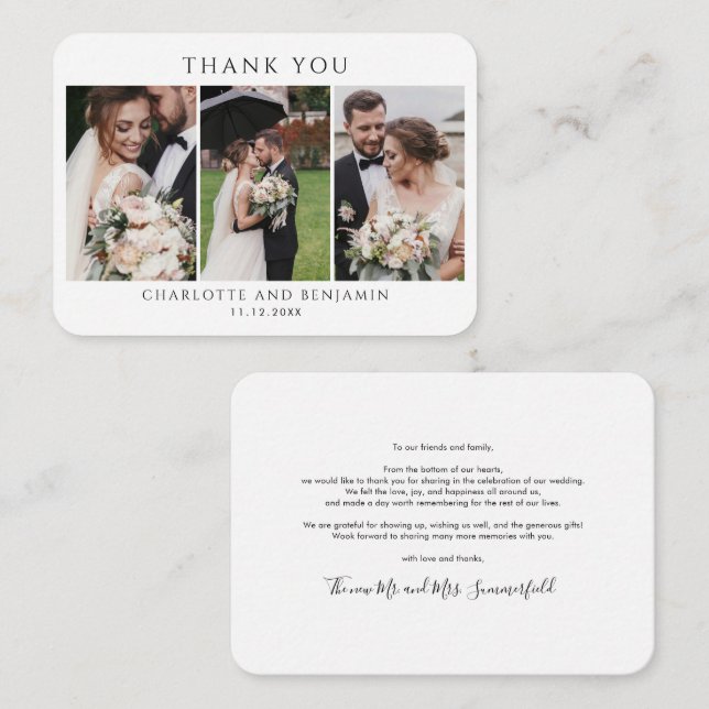 Tarjeta de presupuesto de la foto de 3 nuevos Boda (Anverso / Reverso)