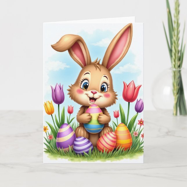 Tarjeta de primavera con adorno a rayas (Anverso)