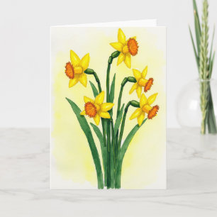 Tarjeta de primavera con flor amarilla en flor