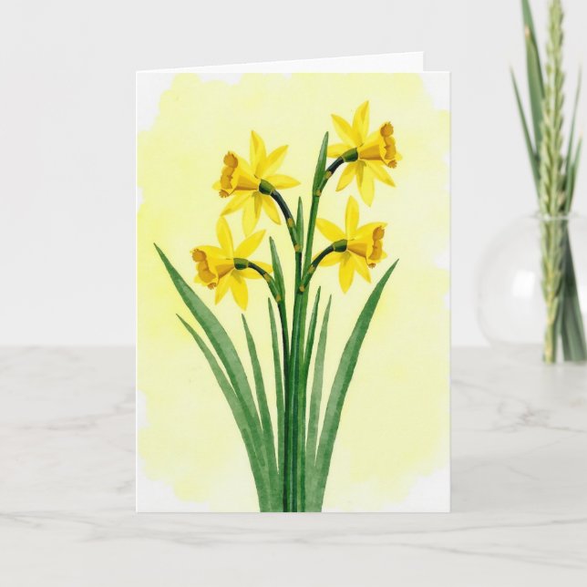 Tarjeta de primavera con flores amarillas (Anverso)