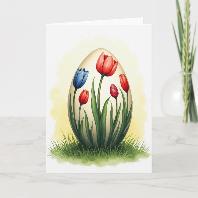 Tarjeta de primavera con flores de oro falsas (Anverso)