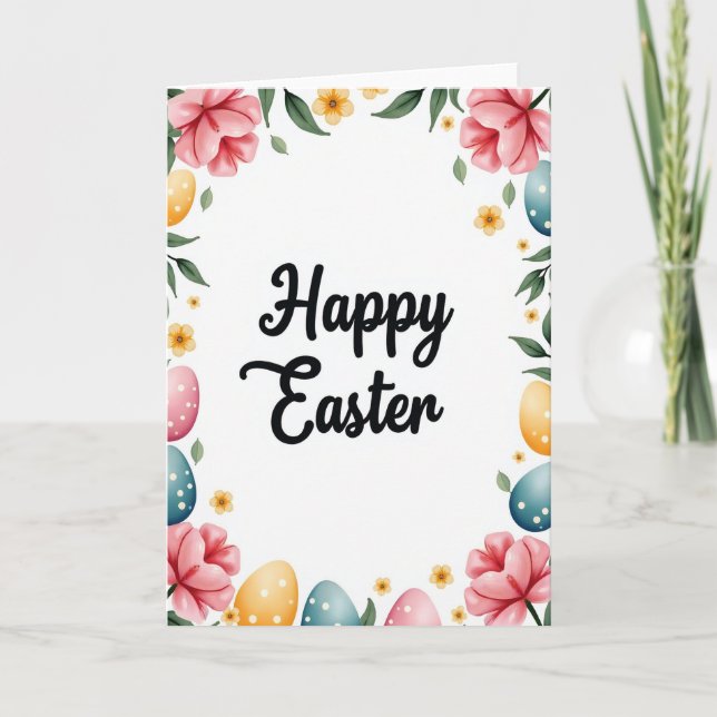 Tarjeta de primavera con lunares florales (Anverso)