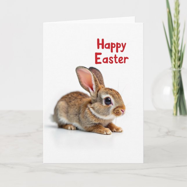 Tarjeta de primavera con patrón de conejo marrón (Anverso)