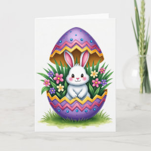 Tarjeta de primavera con zig zags de conejito