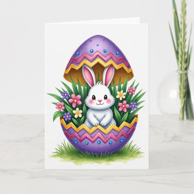 Tarjeta de primavera con zig zags de conejito (Anverso)