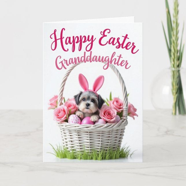 Tarjeta de primavera de cachorro dulce (Anverso)