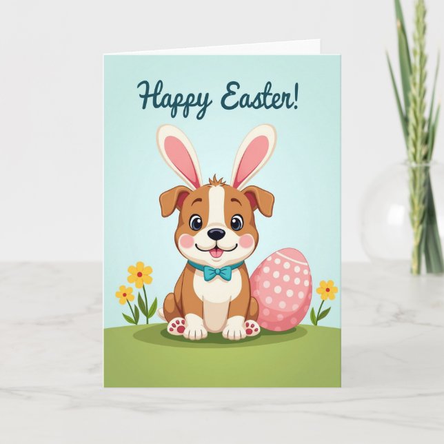 Tarjeta de primavera de cachorro lindo (Anverso)