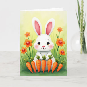 Tarjeta de primavera de conejito lindo