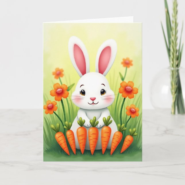 Tarjeta de primavera de conejito lindo (Anverso)