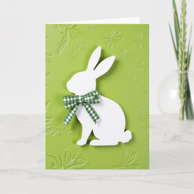 Tarjeta de primavera de conejito verde (Anverso)