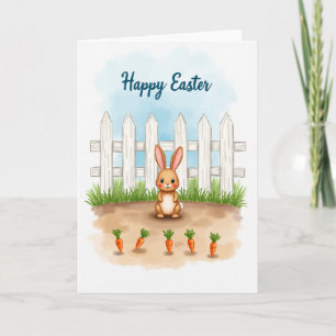 Tarjeta de primavera de conejito y verduras