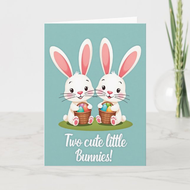 Tarjeta de primavera de conejitos lindos (Anverso)