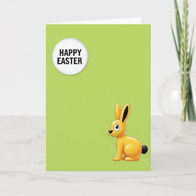 Tarjeta de primavera de conejo amarillo (Anverso)