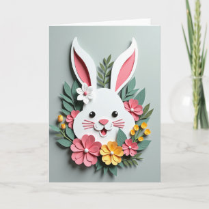 Tarjeta de primavera de conejo de papel
