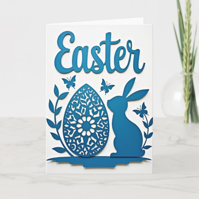 Tarjeta de primavera de conejo de Pascua elegante (Anverso)