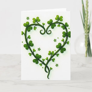 Tarjeta de primavera de corazón verde afortunado