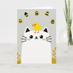 Tarjeta de primavera de felino amistoso