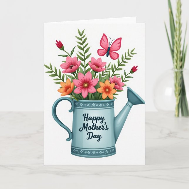 Tarjeta de primavera de flores Aqua (Anverso)