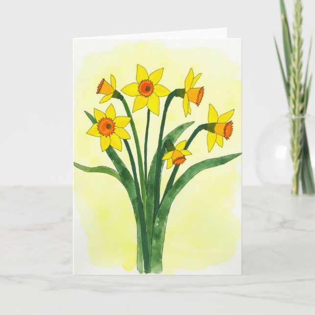 Tarjeta de primavera de flores doradas (Anverso)