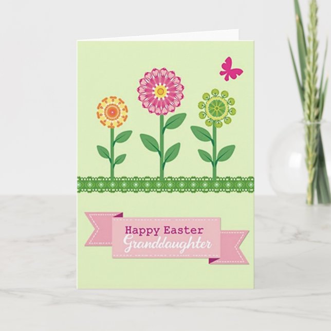 Tarjeta de primavera de flores geométricas (Anverso)