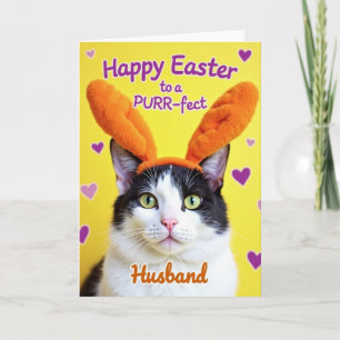 Tarjeta de primavera de gato con orejas difusas