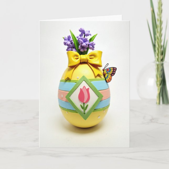 Tarjeta de primavera de huevo de lunares (Anverso)