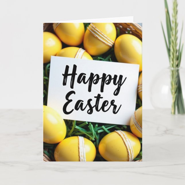 Tarjeta de primavera de huevos amarillos (Anverso)