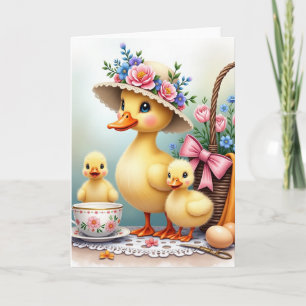 Tarjeta de primavera de la familia de aves felices