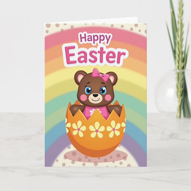 Tarjeta de primavera de oso dulce (Anverso)