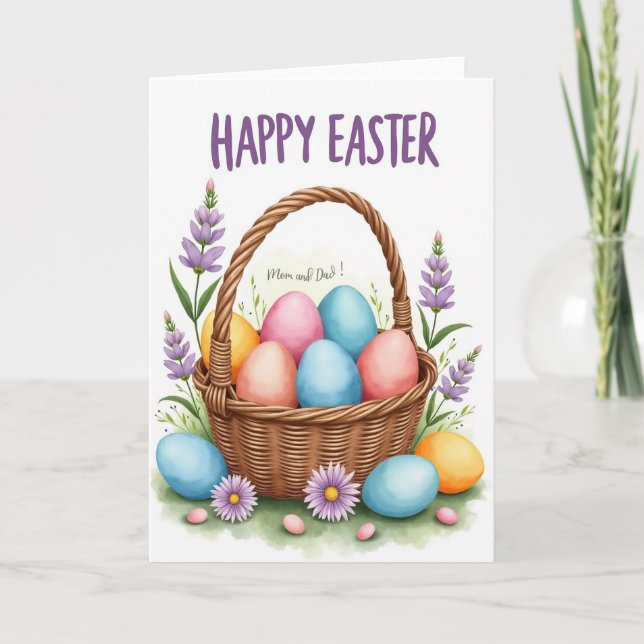 Tarjeta de primavera de óvalos pintados pastel (Anverso)