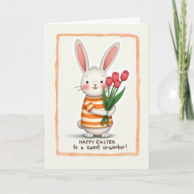 Tarjeta de primavera de ramo de conejito (Anverso)