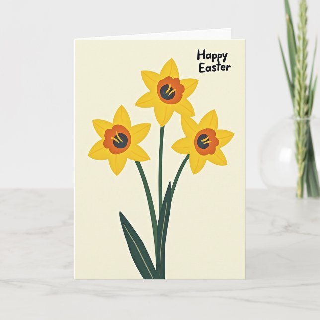 Tarjeta de primavera de tres flores amarillas (Anverso)