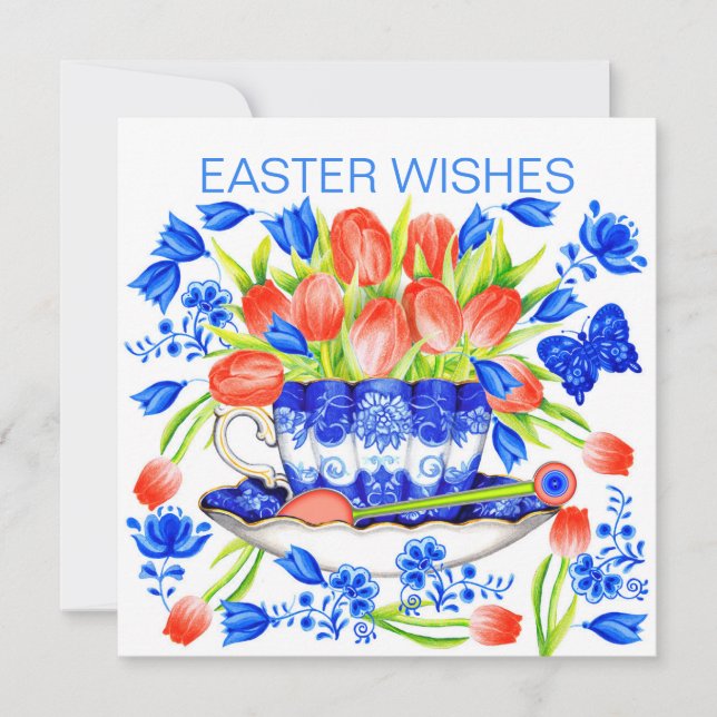 Tarjeta de primavera de tulipanes y equipos (Anverso)