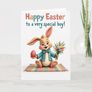 Tarjeta de primavera del conejo a rayas